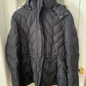 Women's Kenneth Cole Black Quilted Down Jacket With Detachable Hood